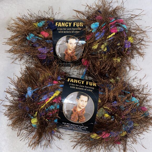 Lion Brand Yarn Fun Fur Lot Of 2 Color: Chocolate Sprinkles New Turkey Fall - Picture 1 of 4